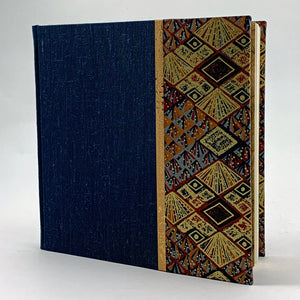 Journal/Sketchbook: Blue Mohair Bookcloth/ Gold, Blue, Rust Chiyogami