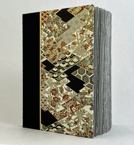 Journal/Sketchbook: Black Asahi Bookcloth/ Grey, Black, Rust Chiyogami