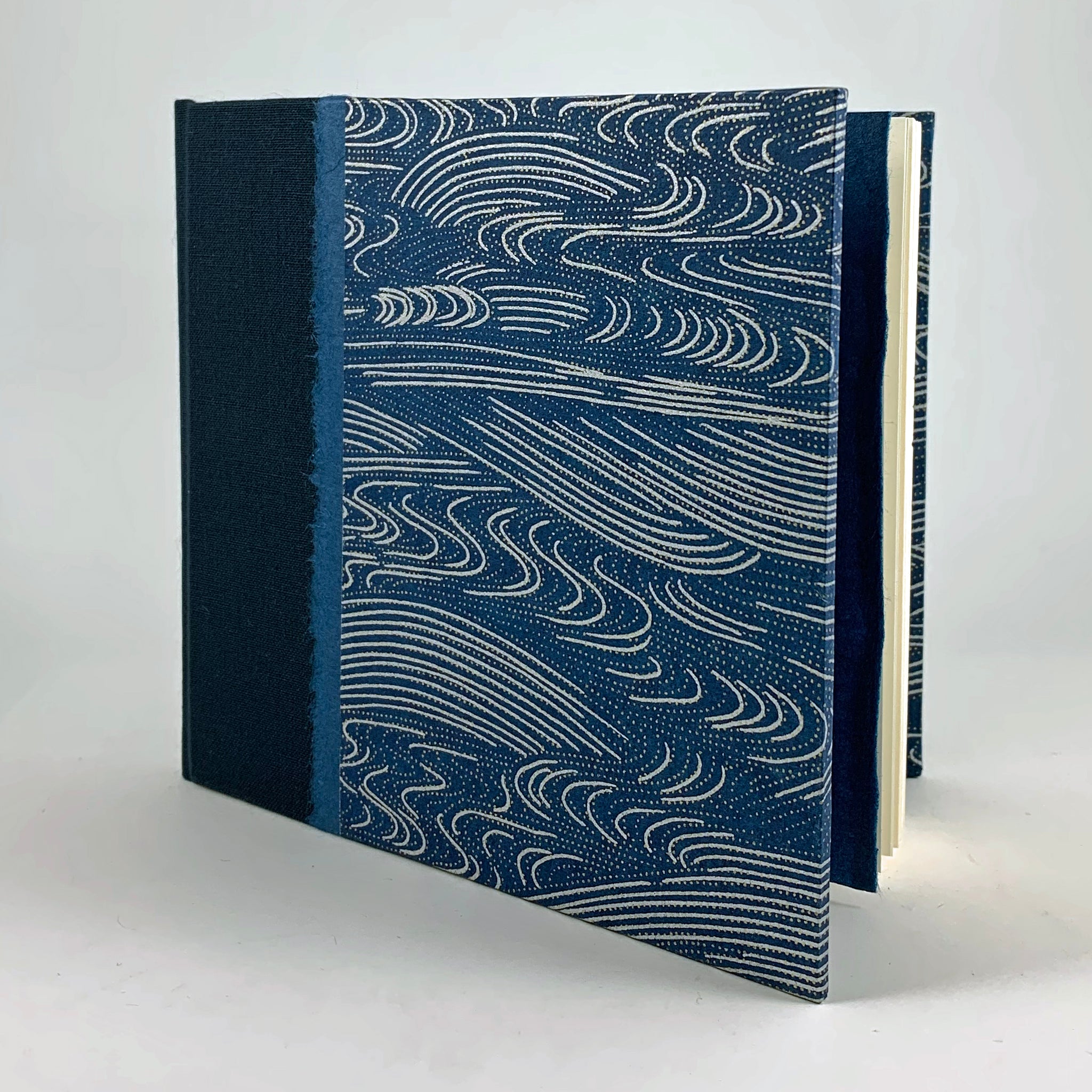 Journal/Sketchbook:  Navy Asahi Bookcloth/ Silver wave