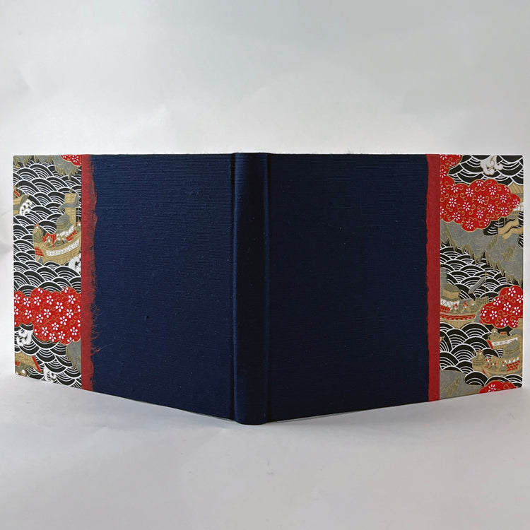 Journal/Sketchbook (Navy Asahi Bookcloth/ Red, Blue Chiyogami)