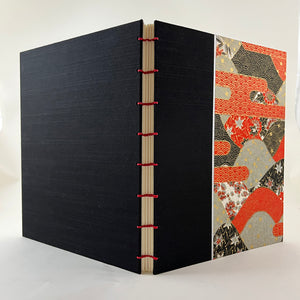Journal/Sketchbook: Black Asahi Bookcloth/Red , Black Mountain Cloud Chiyo