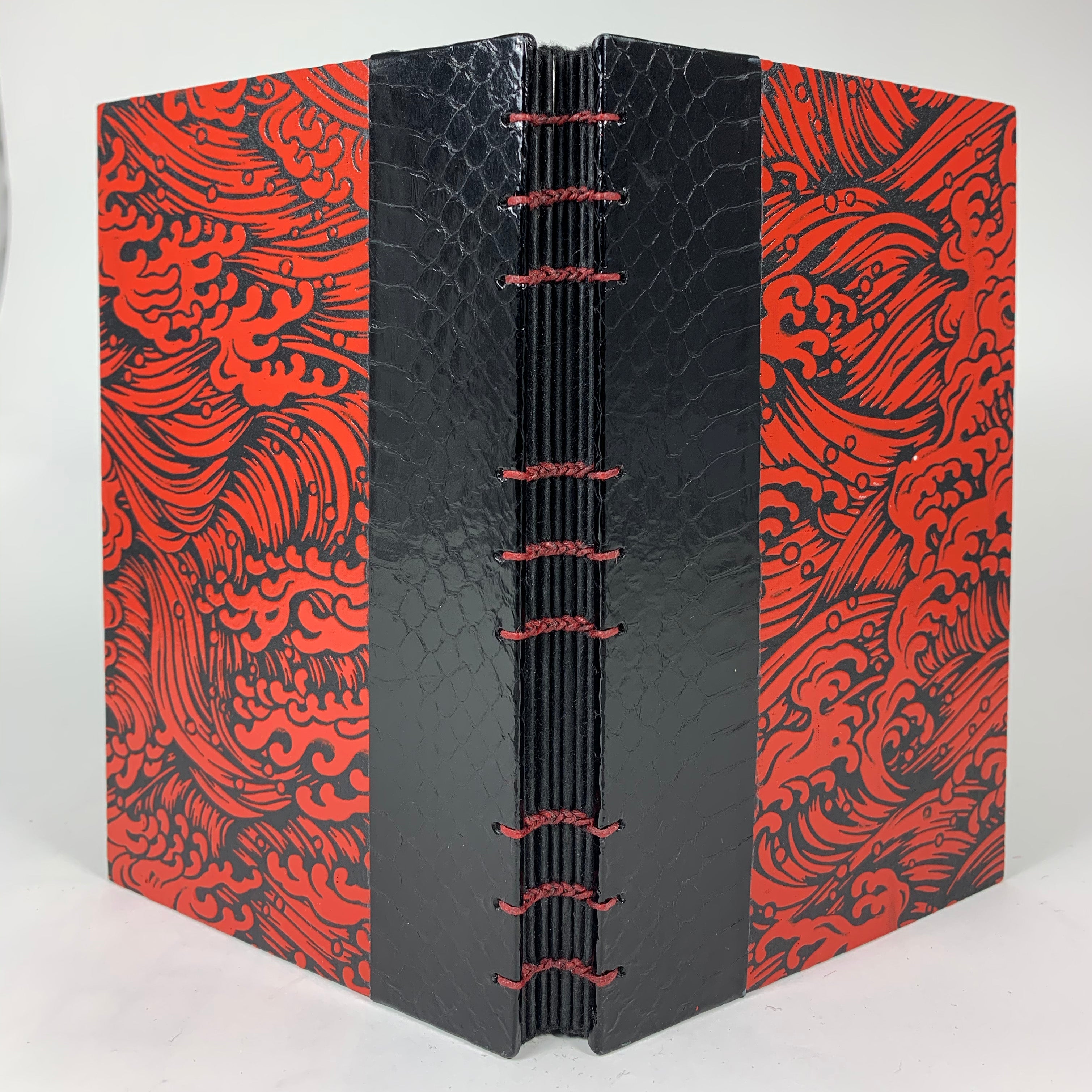 Journal/Sketchbook (Black Snakeskin/ Red Lacquer Yuzen) 6.5" x 4.25"