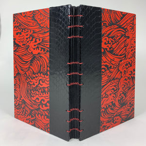 Journal/Sketchbook (Black Snakeskin/ Red Lacquer Yuzen) 6.5" x 4.25"
