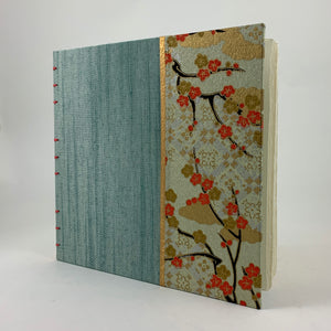 Journal/Sketchbook (Seafoam Asahi Bookcloth/Cherry Blossom Chiyogami) 6.5" x 6.5"