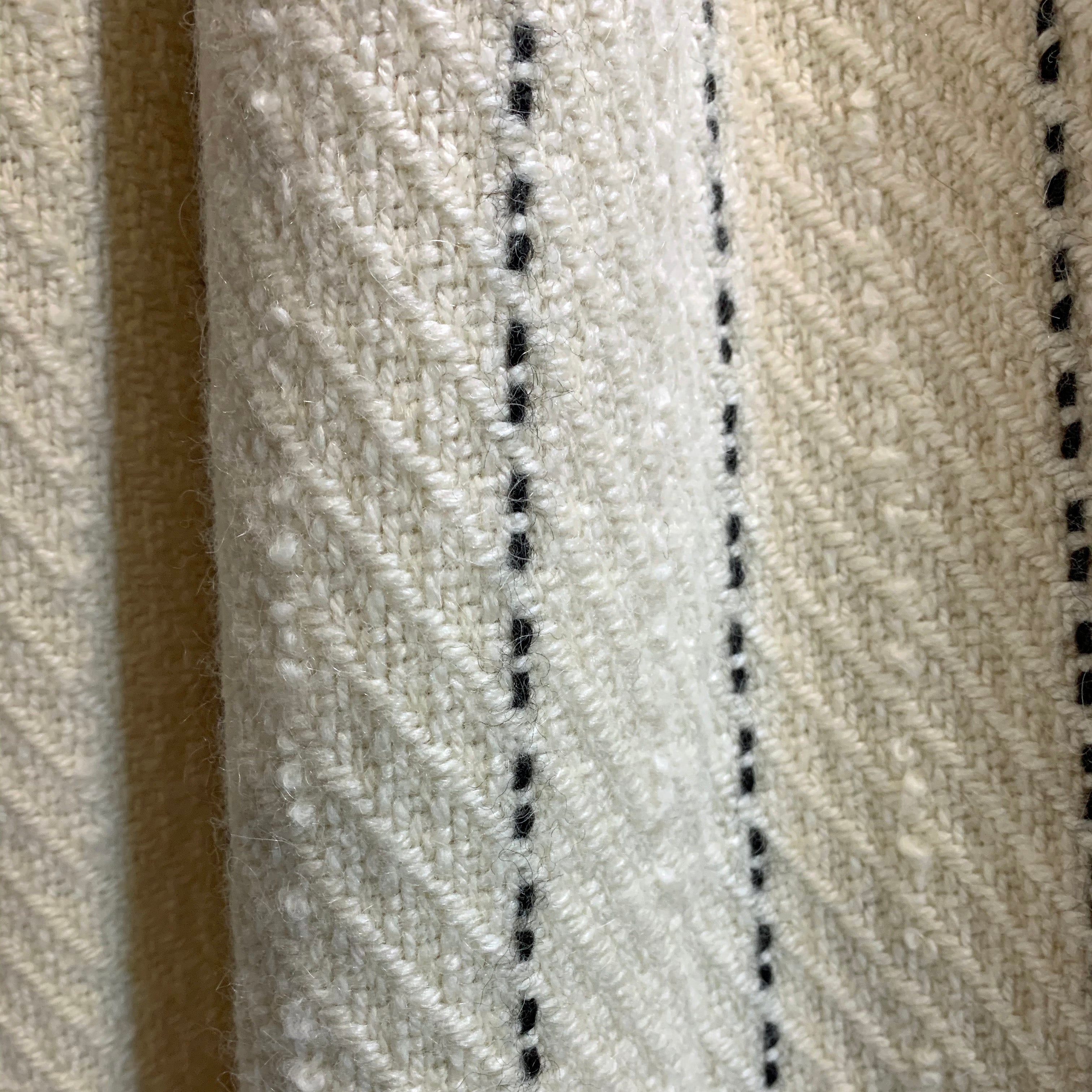 Lap Blanket (Natural White, Black Accent Stripes)