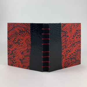 Journal/Sketchbook (Black Snakeskin, Red Lacquer Yuzen)